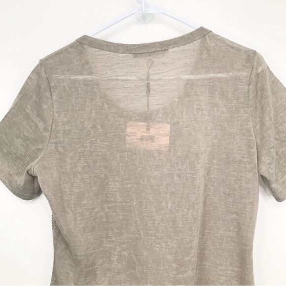 Essentials by Milano Taupe Gauzy Knit Stud Embellished Lightweight Short Sleeve - Picture 10 of 14